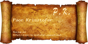 Paor Krisztofer névjegykártya